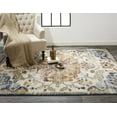thumbnail image 2 of 8' X 11' Ivory Gold And Blue Floral Stain Resistant Area Rug, 2 of 7