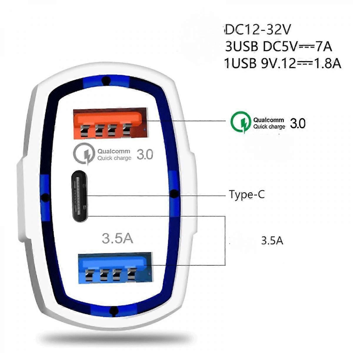 Fast Car Charger, Quick Charging 6.5A/35W Phone USB Tape-c Car Charger Adapter Rapid Plug 3 Port Cigarette Lighter Charger Compatible Samsung, iPhone_Perfect Gift