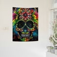 thumbnail image 2 of Creowell Skull Flower Crown Tapestry Wall Art for Home Decoration 30*40in, 2 of 5