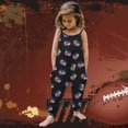 thumbnail image 2 of Ulitacool Toddler Girls Onesies Baby Football Prints Jumpsuit Sleeveless Romper Outfits Pants Clothes Comfortable Girl Clothing 3-4 Years Black, 2 of 5