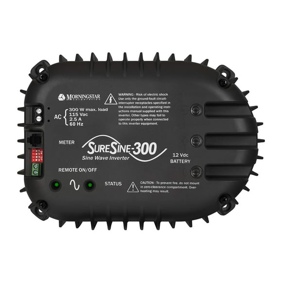 Morningstar SureSine 300W Power Inverter, Pure Sine Wave Inverter, Power Inverter 12V to 110V DC to AC Converter, 300 Watt Inverter, Power Inverters for Vehicals, Lowest Fail Rate Solar Panel Inverter