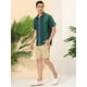 thumbnail image 4 of Camisas hawaianas manga corta botones botones a rayas playeras verde azul oscuro T S, 4 of 6