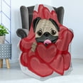 thumbnail image 4 of Pug Soft Flannel Fleece Throw Blanket, Valentines Inspired Dog Drawing with Giant Hearts and Pet Hand Drawn, Cozy Plush for Indoor and Outdoor Use, 70" x 90", Red Black Pale Brown, by Ambesonne, 4 of 5