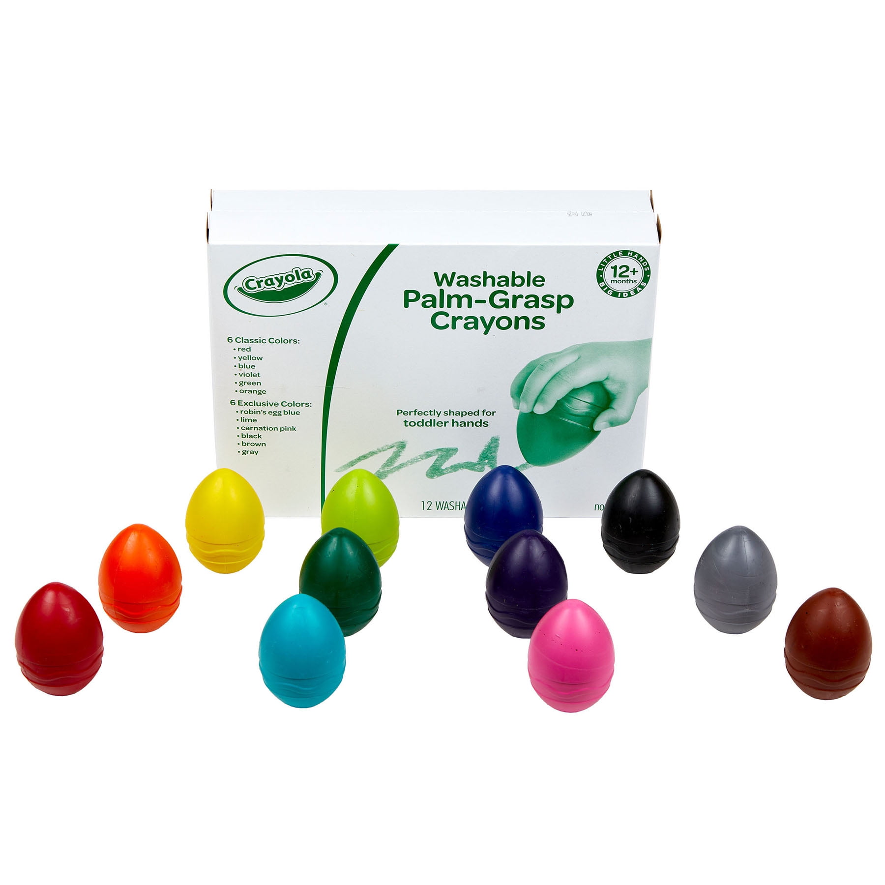 Crayola Egg Crayons (12ct), Jumbo Washable Crayons, Toddlers Crayons, Art Supplies for Kids 12 Months & Up