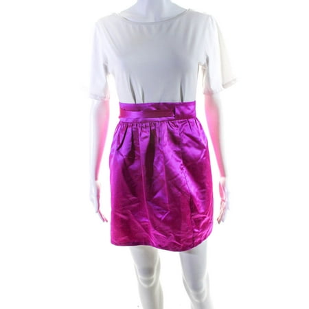 

Pre-owned|Cynthia Rowley Womens Silk With Pockets Tied Front Short Wrap Skirt Pink Size XS