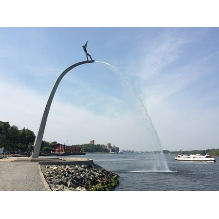 - Canvas Print Boat Stockholm Statue Nacka Strand Summer Stretched Canvas 10 x 14