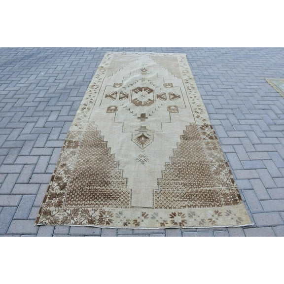 Turkish Rug, Old Rug, Wool Rug, Oushak Rug, 4.7x10.7 ft Large Rugs, Vintage Rug