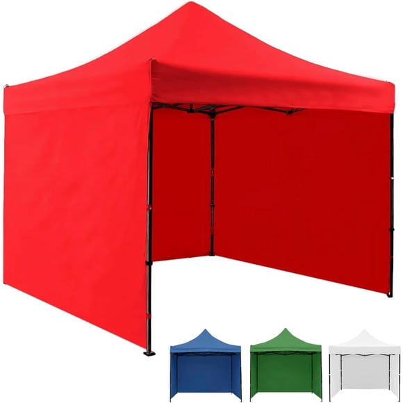 Carpa Toldo 3x3 Metros con Paredes Reforzado Plegable Impermeable Facil Armado Y Transporte para Jardín Casa Exterior Uso Rudo Acero Lona (Roja)