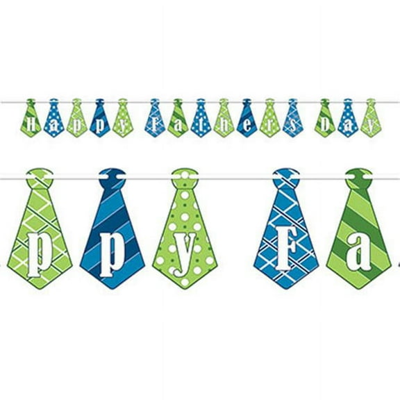 The Beistle 54873 6 in. x 12 ft. Happy Fathers Day Streamer - Blue, Green & White - Pack of 12