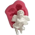 thumbnail image 1 of Molde de pastel de fondant de silicona 3D de ángel de acordeón para decoración de pasteles, molde para hornear, rosa, 1 of 7