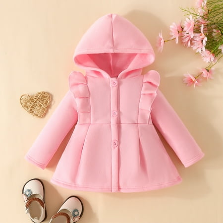 gljltg Girl s Hooded Trench Coat Fashion Girl Casual Long Sleeve Tops Hoodie Coat Girl s Coat
