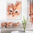 thumbnail image 1 of Croquis de Chaton à l'Aquarelle Rouge - Impression d'Art sur Toile d'Animaux, 1 of 4
