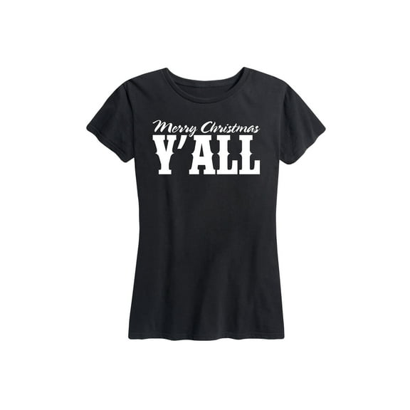 Instant Message - Merry Christmas Y'all, White - Women's Short Sleeve Graphic T-Shirt