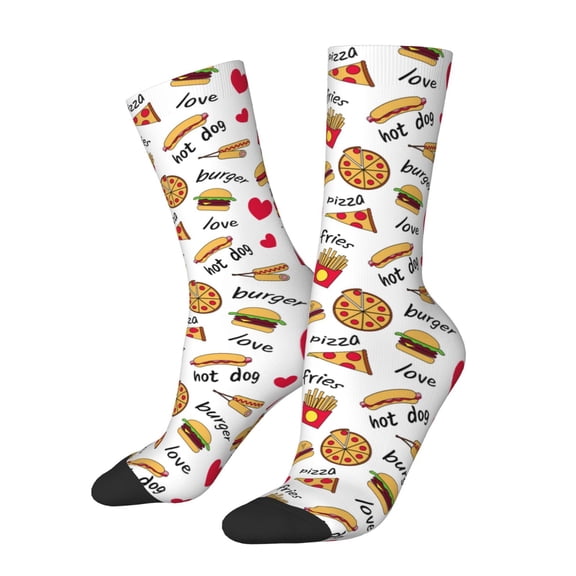 Vsdgher Fast Food Crew Socks for Men & Women, Breathable Casual Athletic Ankle Socks