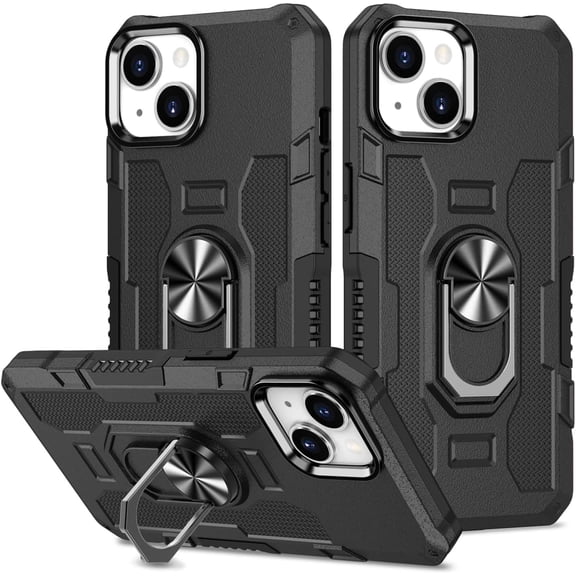HCTian Case for iPhone 14 Case 6.1", Apple 14 Case, Heavy Duty Kickstand Holder Built-in Magnetic Car Mount Shockproof Camera Protective Phone Cover for iPhone 14