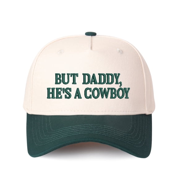 BUT DADDY HE'S A COWBOY Letter Embroidered Color Block Trucker Hat Unisex Adjustable Cotton Breathable Fashion Cap for Travel Daily Wear