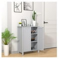 thumbnail image 2 of Drevy Bathroom Floor Cabinet - Freestanding Side Storage Organizer with Double Doors & Adjustable Shelf, Wooden Storage Cabinet for Living Room, Bedroom, Kitchen, Entryway (Grey), 2 of 8