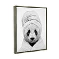 thumbnail image 3 of Stupell Industries Panda Bear Wildlife Bathroom Robe Animals & Insects Painting Gray Floater Framed Art Print Wall Art, 3 of 6