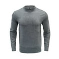 thumbnail image 3 of Grianlook Men Casual Solid Color Jumper Tops Crew Neck Knit Pullover Long Sleeve Knitted Sweaters Gray XL, 3 of 5
