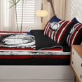 thumbnail image 5 of Manfei Vintage Basketball Zipper Queen Comforter Set with Fitted Sheet and 2 Pillowcases,Classic Us Flag Striped Zipper Bedding Set,Red White,Black Reversible,4pcs, 5 of 8