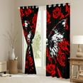 thumbnail image 3 of Feelyou Moth Skull Print Black Out Curtains for Teens, Romantic Rose Graffiti Curtains Pack of 2 (42x63 Each), Gothic Valentine's Day Bedroom Curtains, Living Room Curtains Decor, 3 of 6