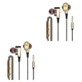 thumbnail image 4 of Auriculares intrauditivos Moyic estéreo de doble unidad de 3,5mm con Cable Micrófono incorporado de Supergraves oro Línea de patrón de 2 trompetas 2piezas, 4 of 5