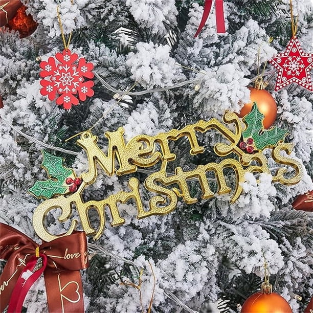 XWSHYW Decoraciones Navideñas Regalos de Decoración Navideña Tarjetas con Personajes En Inglés Tarjetas con Letras Navideñas Colgantes de Árbol de Navidad con Hojas