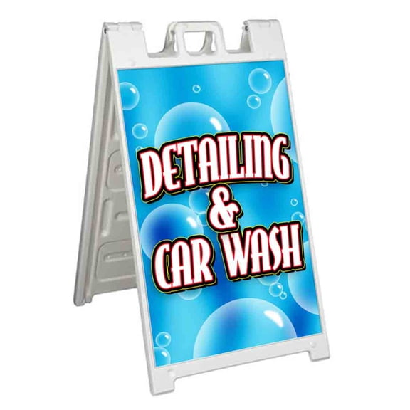 Detailing and Car Wash (24" X 36") Standard A-Frame Signicade, Includes Decal Applied To Stand