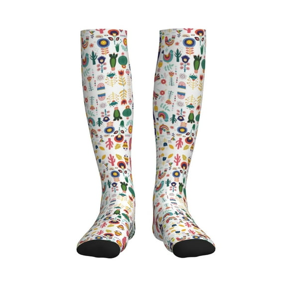 Picia Alpaca Flower Printed Sports Compression Socks - 15-20mmHg Graduated Compression, High-Performance Soft and Breathable Socks for Men and Women