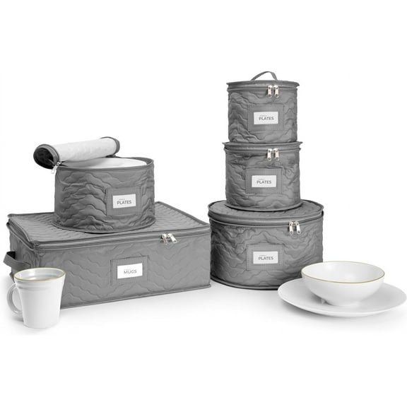 Sorbus Dinnerware Storage 5-Piece Set for Protecting or Transporting China Plates, Cups, and Dishes