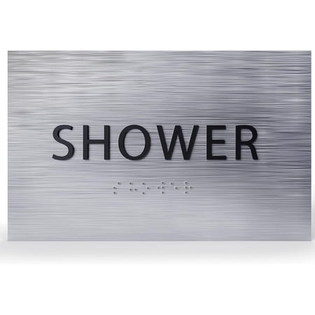 ADA CENTRAL SIGNS - 6 X4 Shower Sign - ADA Compliant Tactile Graphics Grade 2 Braille Text | Wall Mount Plastic Signs for Shopping Malls Offices Hotels Schools Apartments and Restaurants