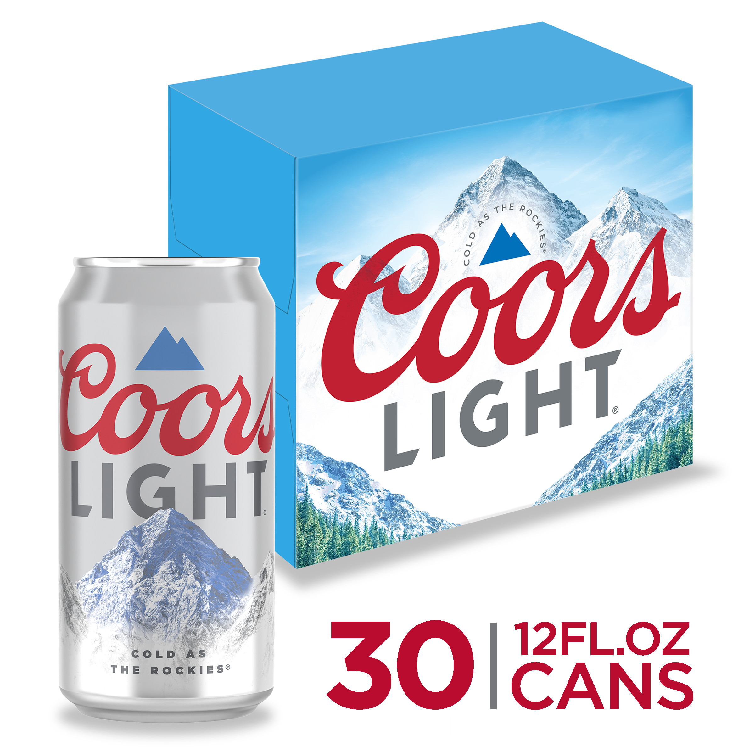 Coors Light Lager Beer 30 Pack 12 Fl Oz Cans Walmart Walmart