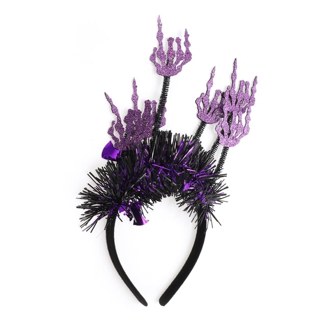 Accesorios Únicos 1 Pc Diadema de Patrones de Calaveras de Moda para Halloween 4.72" Diámetro Negro Púrpura