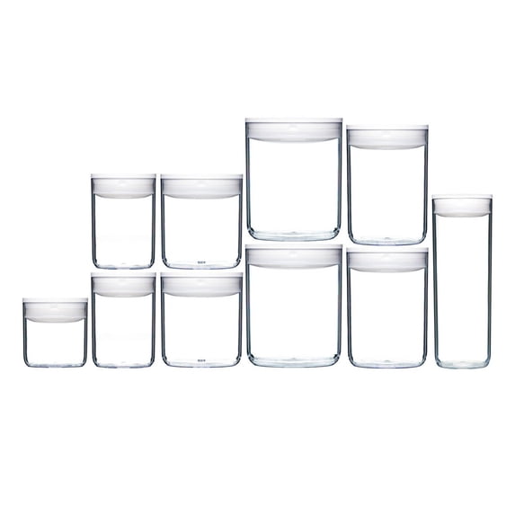 Click Clack Round Pantry Canisters (10-Piece Set) | White