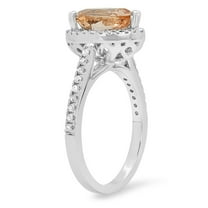 Dazzlingrock Collection 14K Pear Cut Morganite & Round White Diamond Ladies Bridal Halo Engagement Ring, White Gold, Size 7