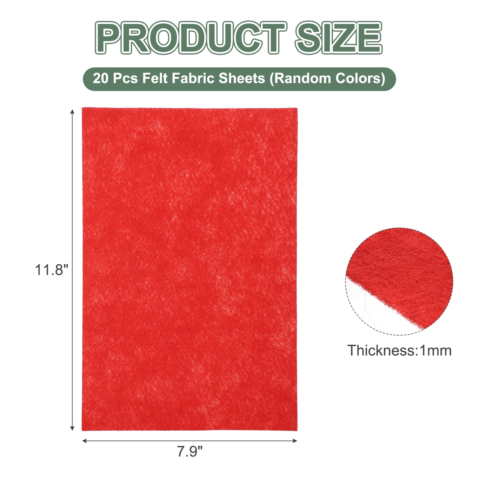 Uxcell Felt Fabric Sheets, 11.8" x 7.9" Assorted Colors Stiff Felt Sheets Squares Nonwoven Patchwork for Crafts DIY Sewing Projects Decoration (20 Color, Pack of 20)