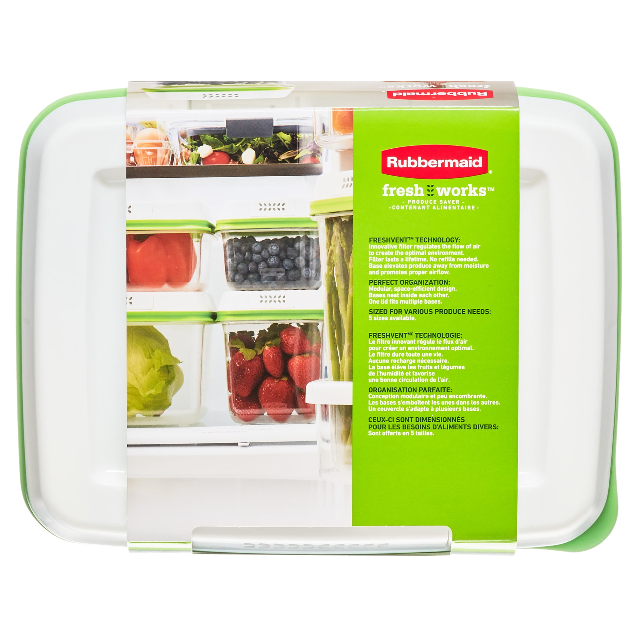 Rubbermaid FreshWorks Produce Saver, Medium and Large Produce Plastic Storage Containers, 6-Piece Set