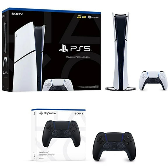 PlayStation 5 Digital Slim Console   PlayStation 5 DualSense Wireless Controller Midnight Black - Includes PS5 Console & DualSense Controller - 16GB RAM 1TB SSD