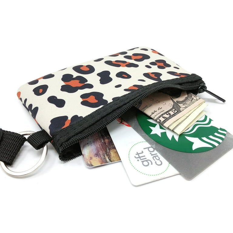 Wrapables Neoprene Mini Wristlet Wallet Credit Card ID Holder with Lanyard Leopard