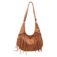 thumbnail image 2 of Tassel Faux Leather Handbag Large Capacity Top Handles Shoulder Bag 3In1 Convertible Satchel With Removable Crossbody Strap Soft Textured Purse For Women Everyday Work Travel Use, 2 of 7