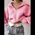 thumbnail image 4 of Suéteres de Larga para Mujer, Suéter Ajustado y Elástico de Gran Tamaño, Jersey de Punto Acanalado de Color Liso. Rosa M, 4 of 7