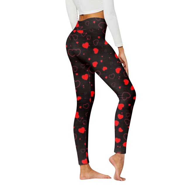 Gibobby Leggings para San Valentín Mujer Pantalones casuales cómodos para mujer Leggings deportivos con estampado para corazones(Multicolor, XL)