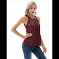 thumbnail image 3 of Tops de Lentejuelas con Cuello Halter para Mujer, Sin Mangas, Brillantes, Fruncidos, Fluidos y Brillantes, para Club, Fiestas. Vino Tinto M, 3 of 7