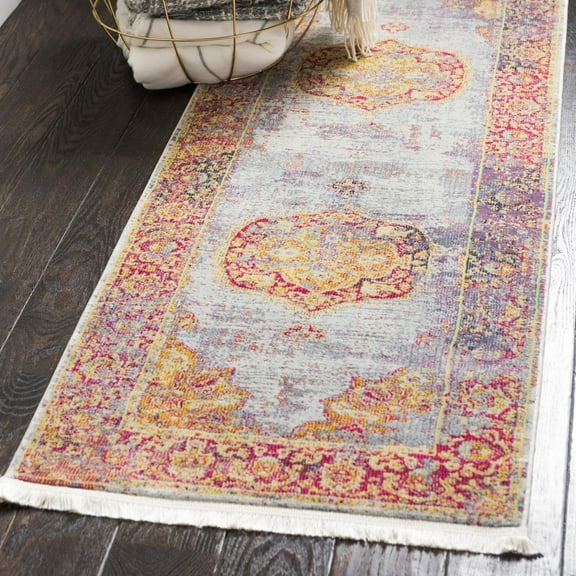 Unique Loom Baracoa Collection Area Rug - Atares (2' 7" x 10' Runner Multi/Gold)