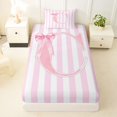 thumbnail image 3 of Manfei Pink Alphabet Print C Twin Sheets,Minimalist Geometric Striped Bedding,3pcs,1 Flat Sheet,1 Fitted Sheet and 1 Pillowcase, 3 of 6