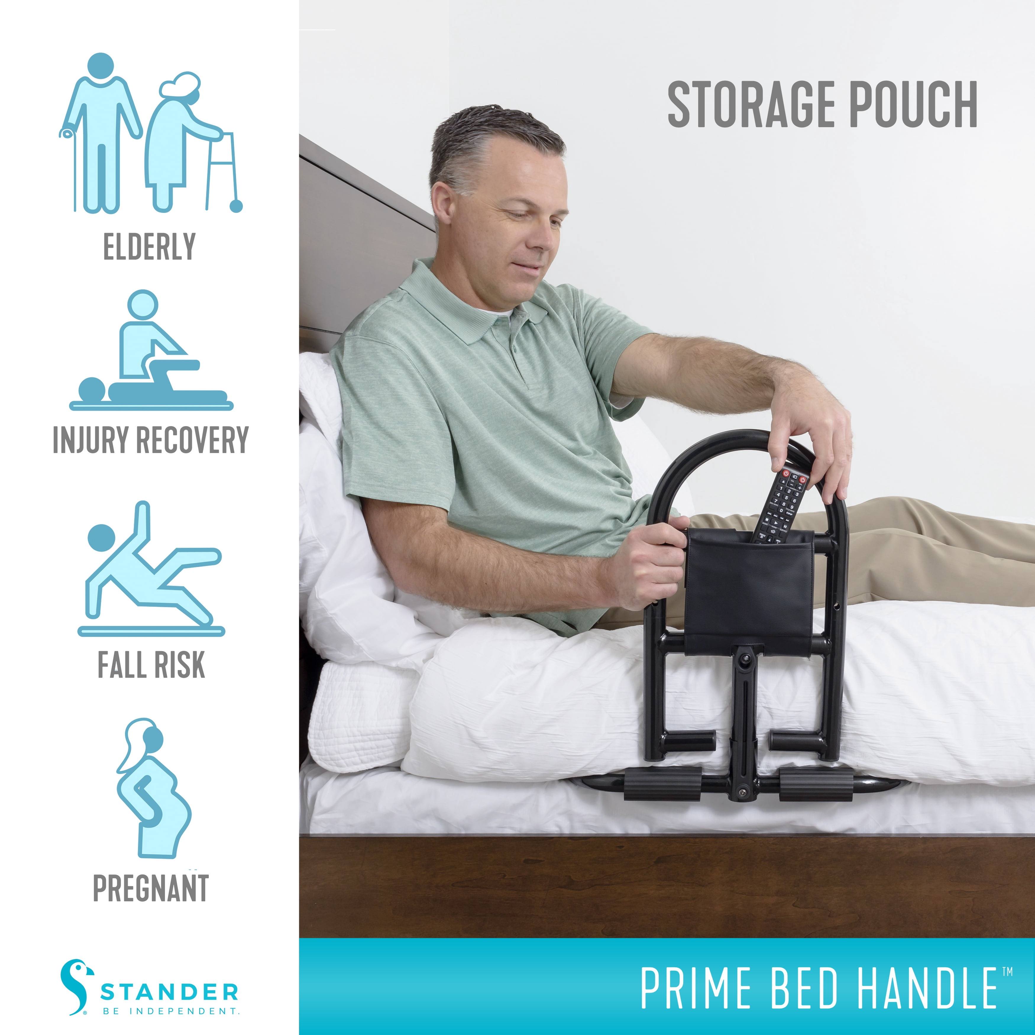 Stander Prime Bed Handle, Bariatric Safety Bar for Adults, Seniors, and Elderly, Removable Guardrail and Stand Assist, Fits Most King, Queen, Full, and Twin Beds, ASTM Safety Approved Bedrail