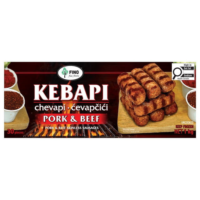 Fino Fine Foods Kebapi Porc et Boeuf 1/Kilogramme Fino Fine Foods Kebapi Porc et Bœuf Saucisses Boyau