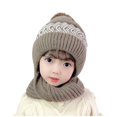 thumbnail image 2 of Dyfzdhu Winter Knitted Fleece Hood Scarf Coif Kid Knit Hat Warm Hats Khaki, 2 of 7