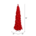 thumbnail image 2 of Vickerman 7.5' Flocked Red Pencil Fir Artificial Christmas Tree, Red Dura-lit LED Lights, 2 of 3