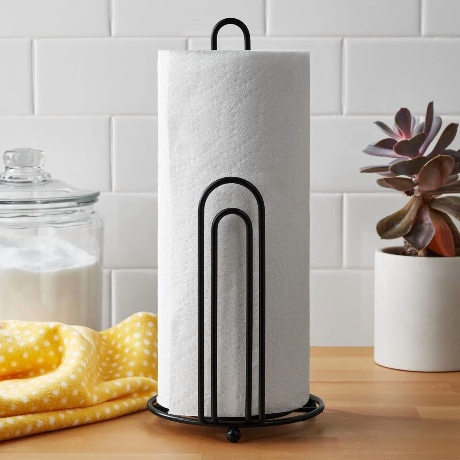 Metal Wire Paper Towel Holder Lightweight Durable Kitchen Countertop Accessory